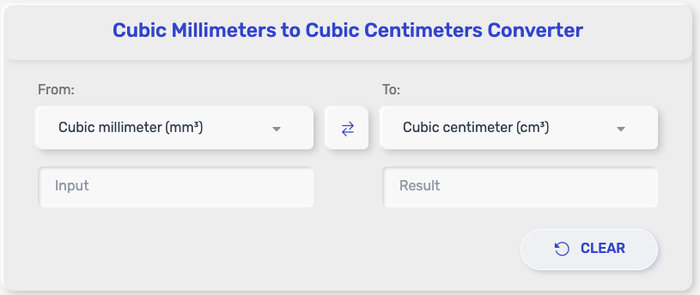 Cubic Millimeter to Cubic Centimeter Converter